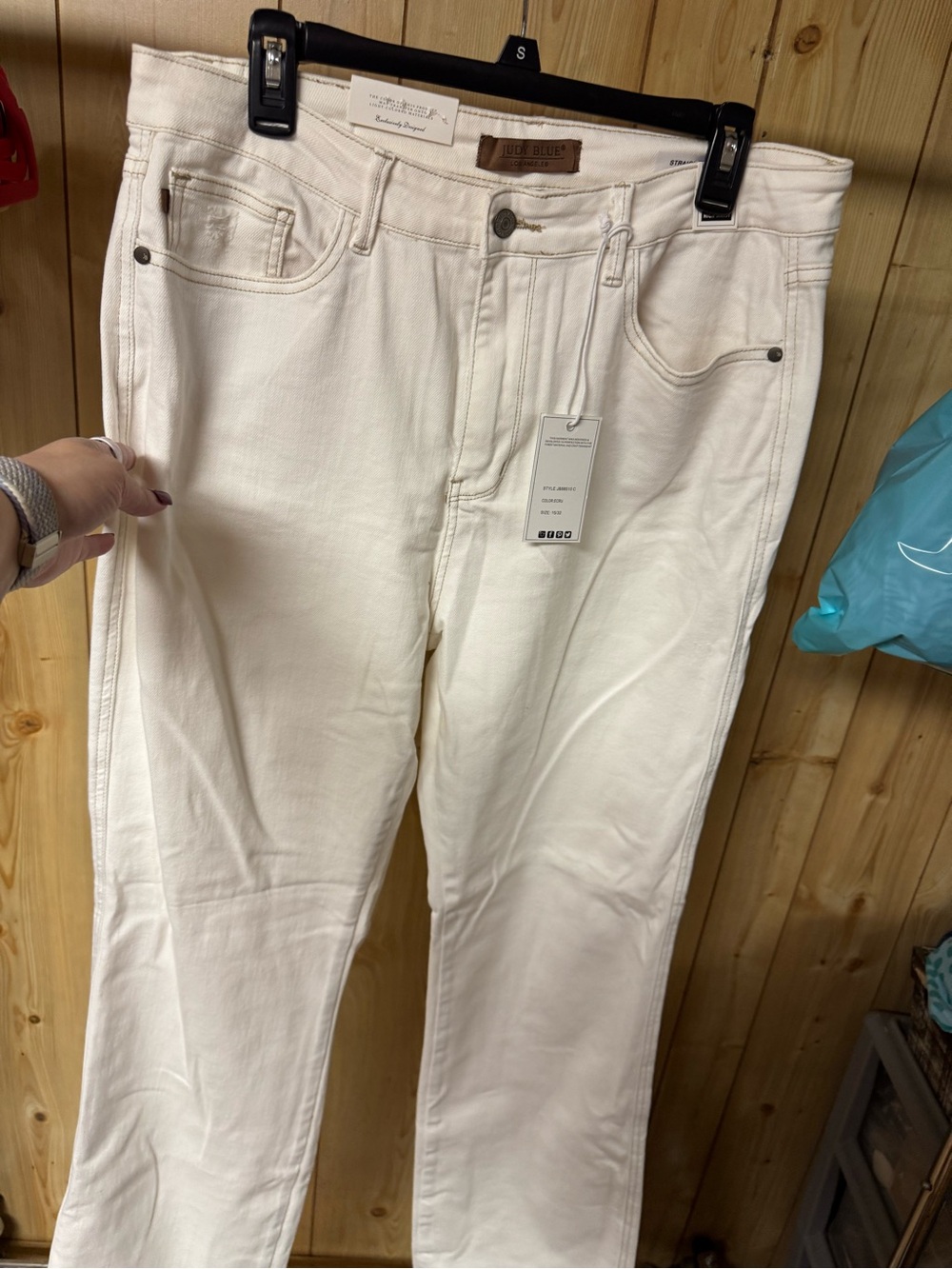 Judy Blue Off-White Straight Leg Jeans